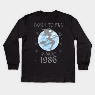 BORN TO FLY SINCE 1952 WITCHCRAFT T-SHIRT | WICCA BIRTHDAY WITCH GIFT Kids Long Sleeve T-Shirt